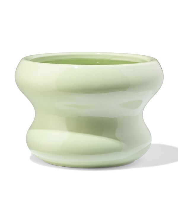 Blumentopf ⌀ 17,5 x 12,5 cm, Keramik, Klecks gr&uuml;n - 13326030 - HEMA