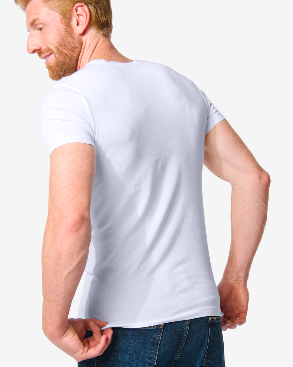 Herren-T-Shirt, Slim Fit, Rundhalsausschnitt, Bambus weiß S - 34272510 - HEMA