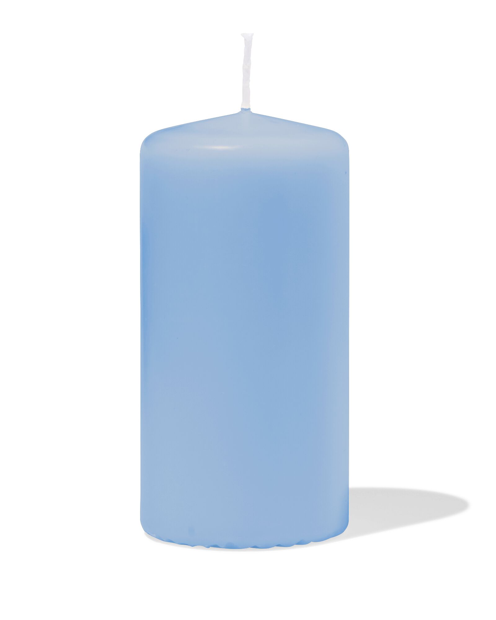 bougie cylindrique ⌀ 7 x 14 cm lisse bleu clair - 13509066 - HEMA