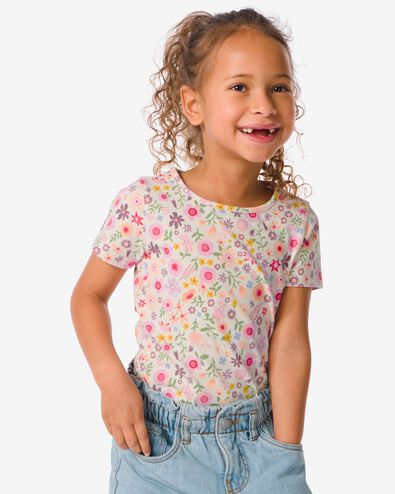 kinder t-shirt met bloemen roze 98/104 - 30864151 - HEMA