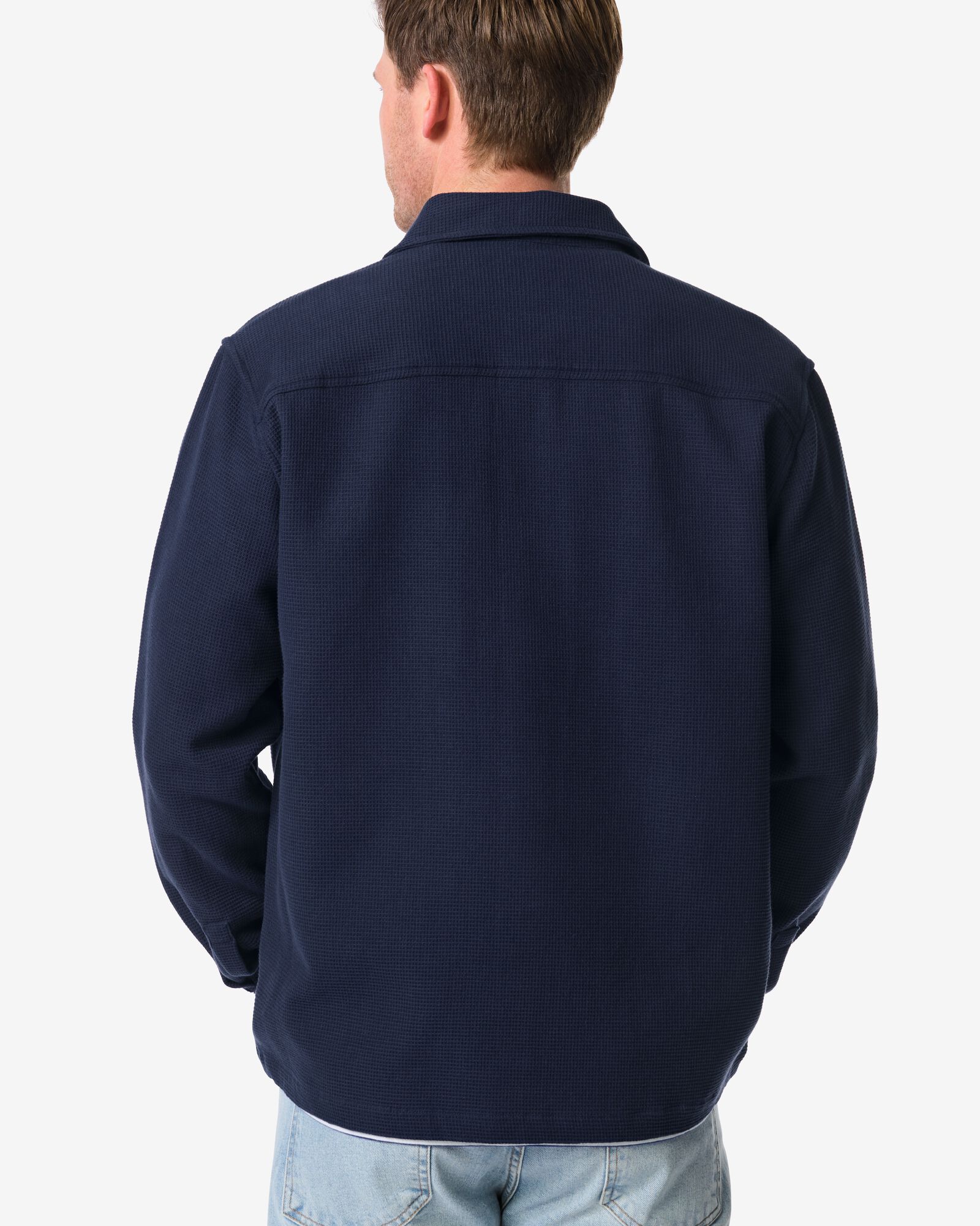 chemise homme Stef gaufre bleu moyen bleu moyen - 2101860MIDBLUE - HEMA