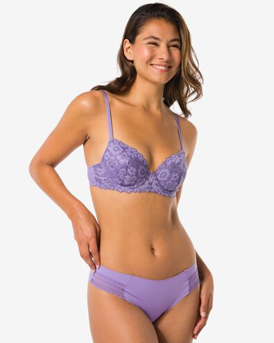 dames brazilian micro met kanten inzet lichtpaars - 19621714LIGHTPURPLE - HEMA