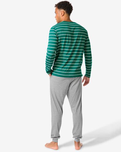 heren pyjama strepen donkergroen donkergroen - 23600440DARKGREEN - HEMA