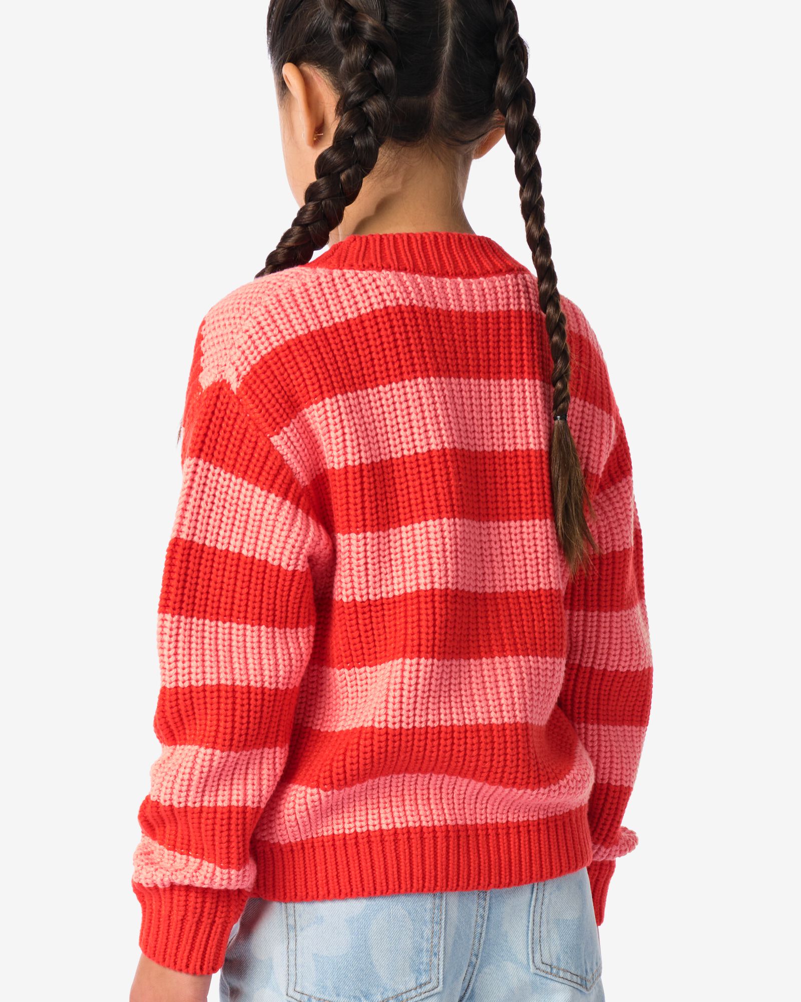 kindervest gebreid strepen rood - 30869417RED - HEMA