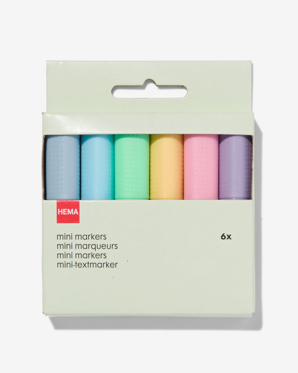 6er-Pack Mini-Textmarker, Pastell - 14430107 - HEMA