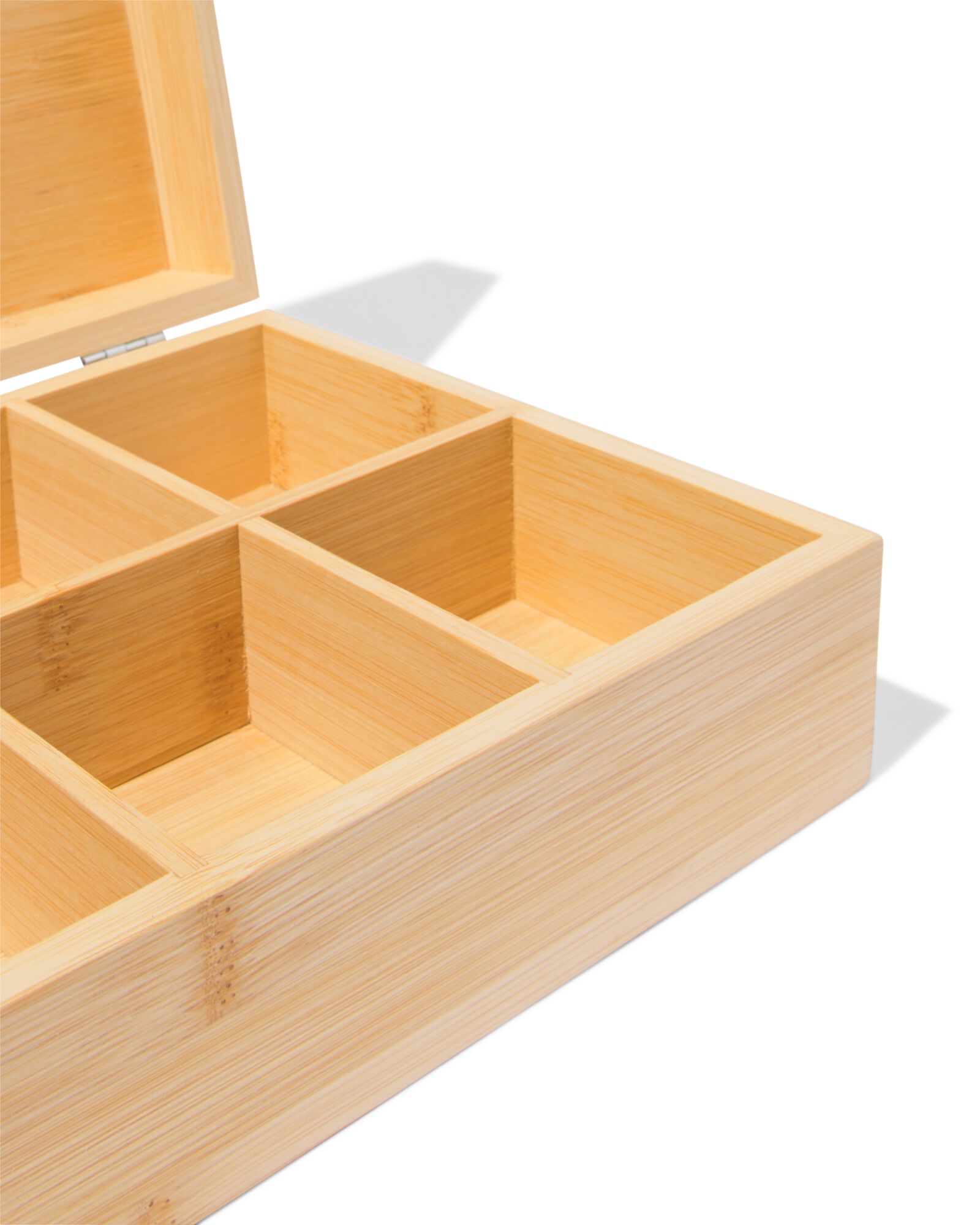 theedoos 31.5x18.5x9cm bamboe 8 vakken bruin - 80660381 - HEMA
