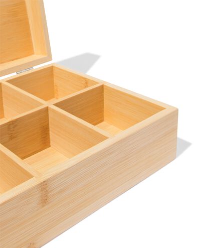 theedoos 31.5x18.5x9cm bamboe 8 vakken bruin - 80660381 - HEMA