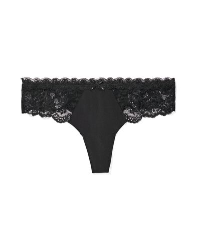 damesstring micro met kant zwart zwart - 19650105BLACK - HEMA