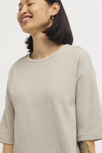 t-shirt femme Ava côtelé gris clair XL - 36201984 - HEMA