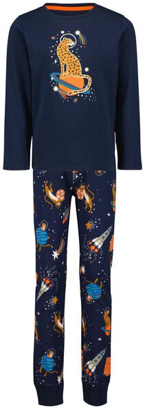 Kinder-Pyjama, Weltraum, leuchtende Details dunkelblau dunkelblau - 1000028383 - HEMA