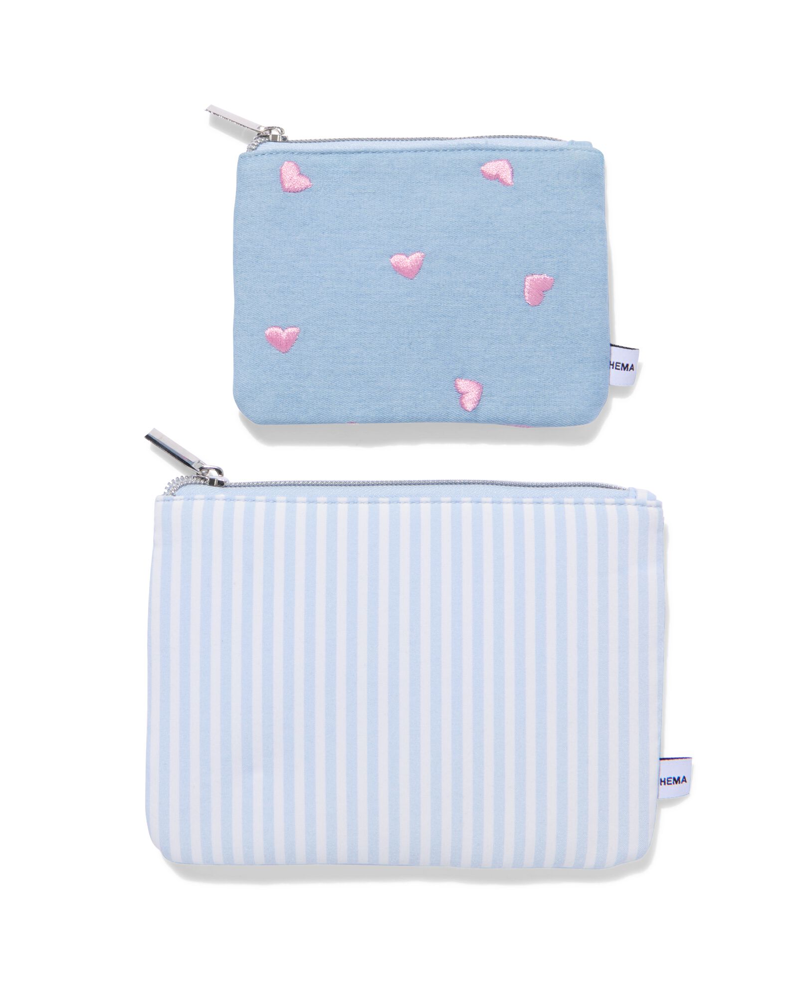 trousse de toilette c&oelig;urs et rayures - 2 pi&egrave;ces - 61104423 - HEMA
