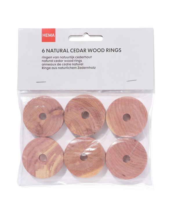 6 anneaux en bois de cèdre naturel - 39800034 - HEMA