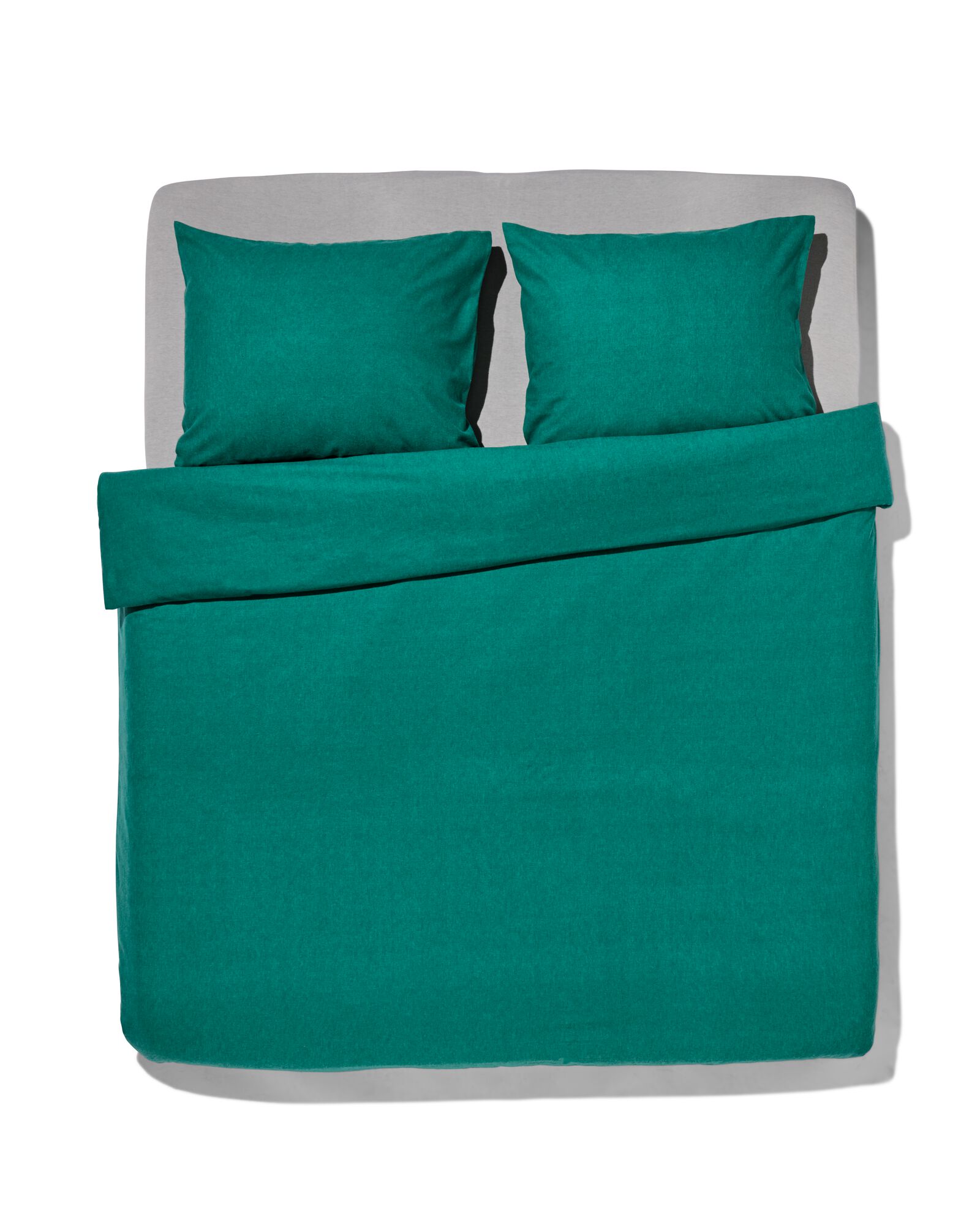 dekbedovertrek flanel 240x200/220 melange donker groen - 5770087 - HEMA