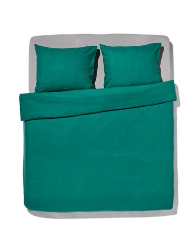 dekbedovertrek flanel 240x200/220 melange donker groen - 5770087 - HEMA