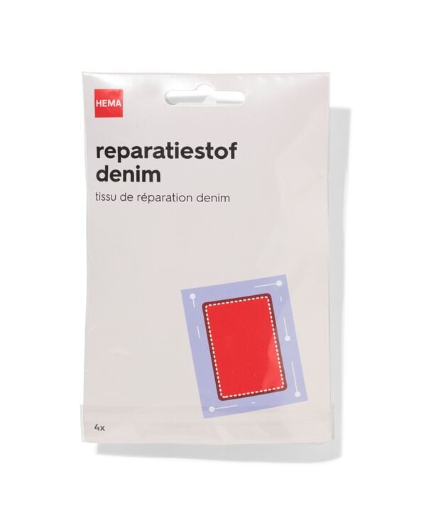 reparatiestof 19x12cm denim wit bruin grijs zwart - 4 stuks - 1400319 - HEMA