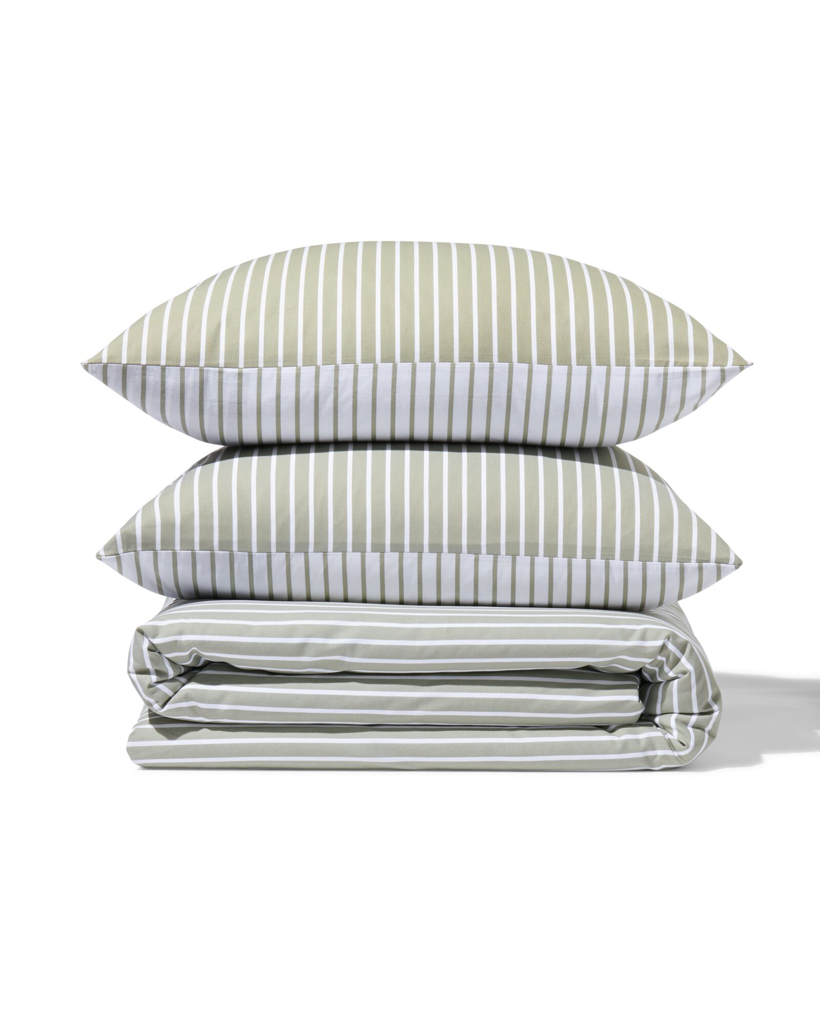 housse de couette 240x200/220cm coton doux ray&eacute; vert - 5790175 - HEMA