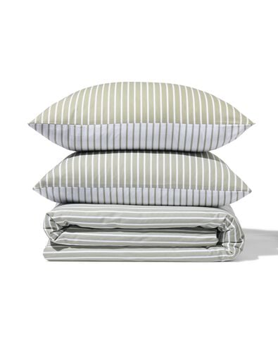 housse de couette 240x200/220cm coton doux ray&eacute; vert - 5790175 - HEMA