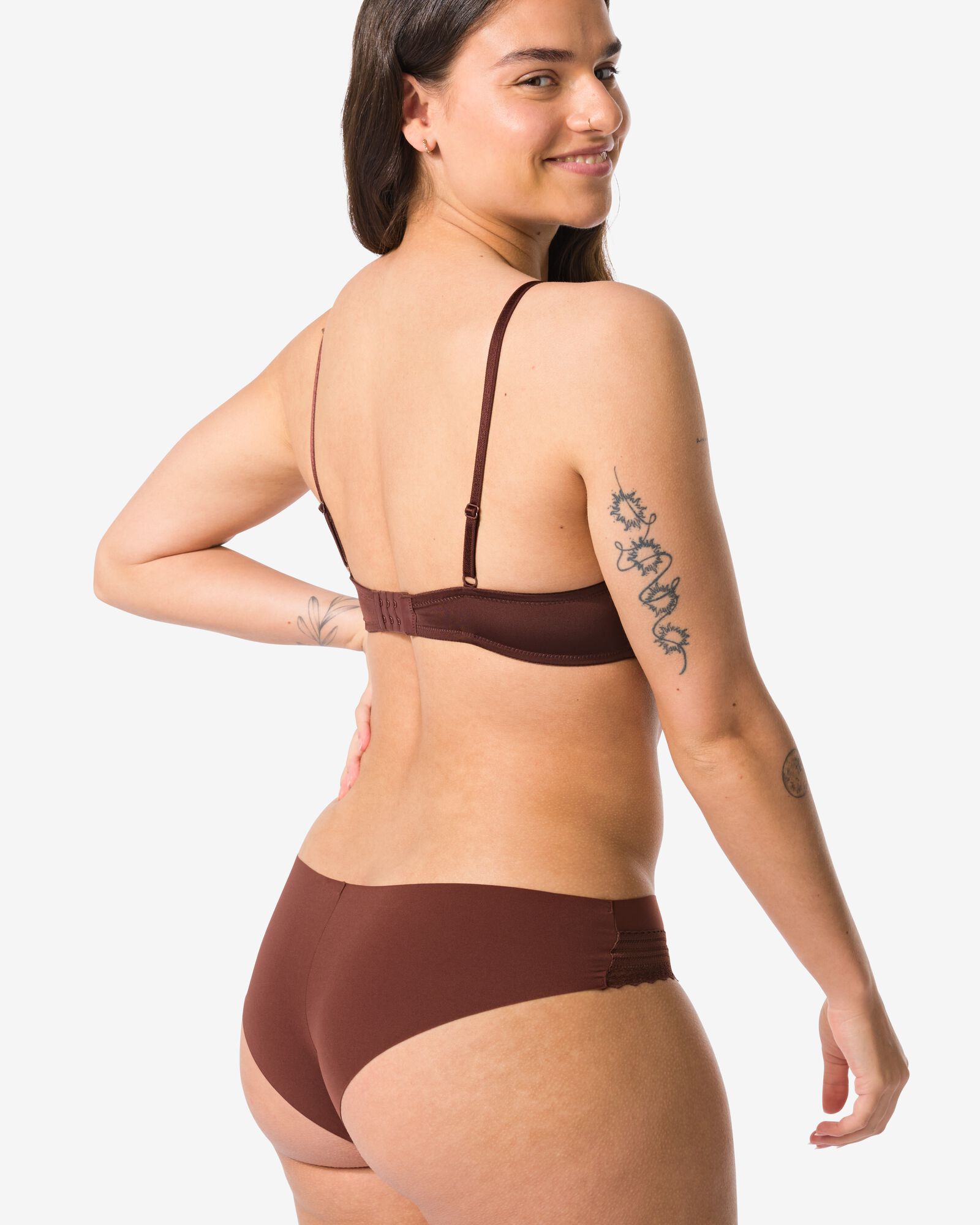 slip br&eacute;silien femme microfibre avec dentelle marron fonc&eacute; marron fonc&eacute; - 19641445DARKBROWN - HEMA