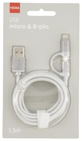 câble chargeur USB micro et 8 broches - 39670092 - HEMA