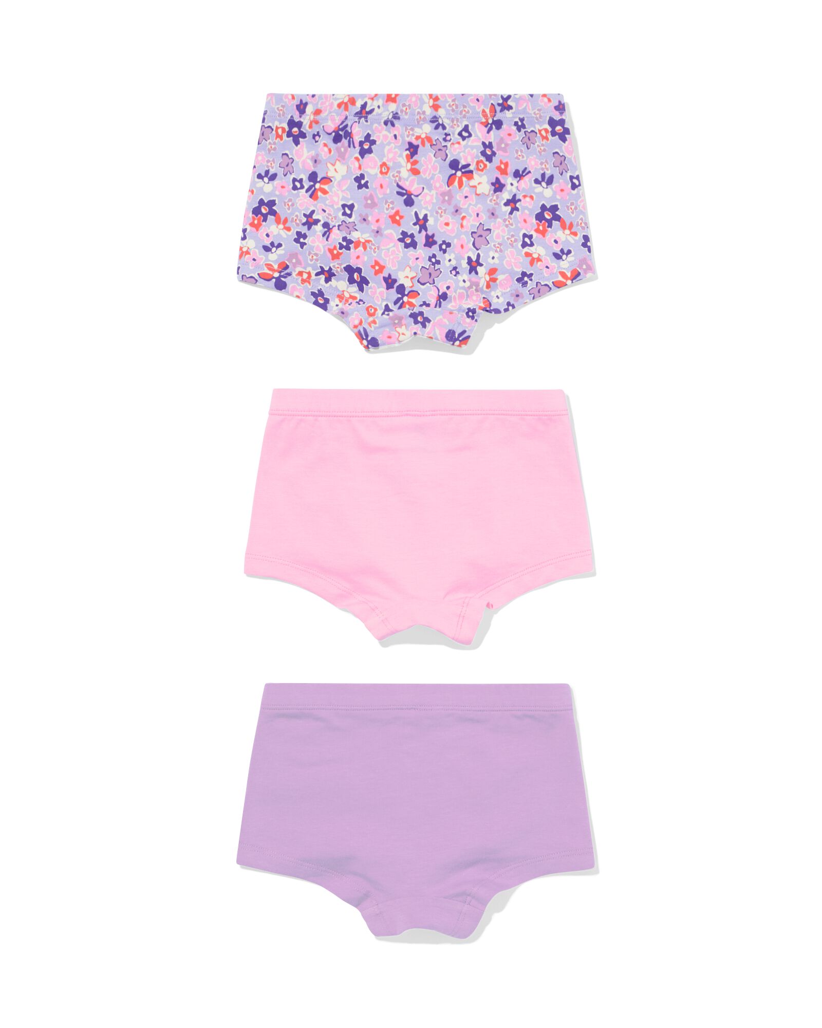 boxers enfant coton stretch fleurs - lot de 3 rose 110/116 - 19300543 - HEMA