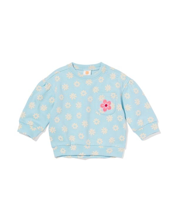 babytrui sweatstof bloemen  blauw blauw - 33056970BLUE - HEMA