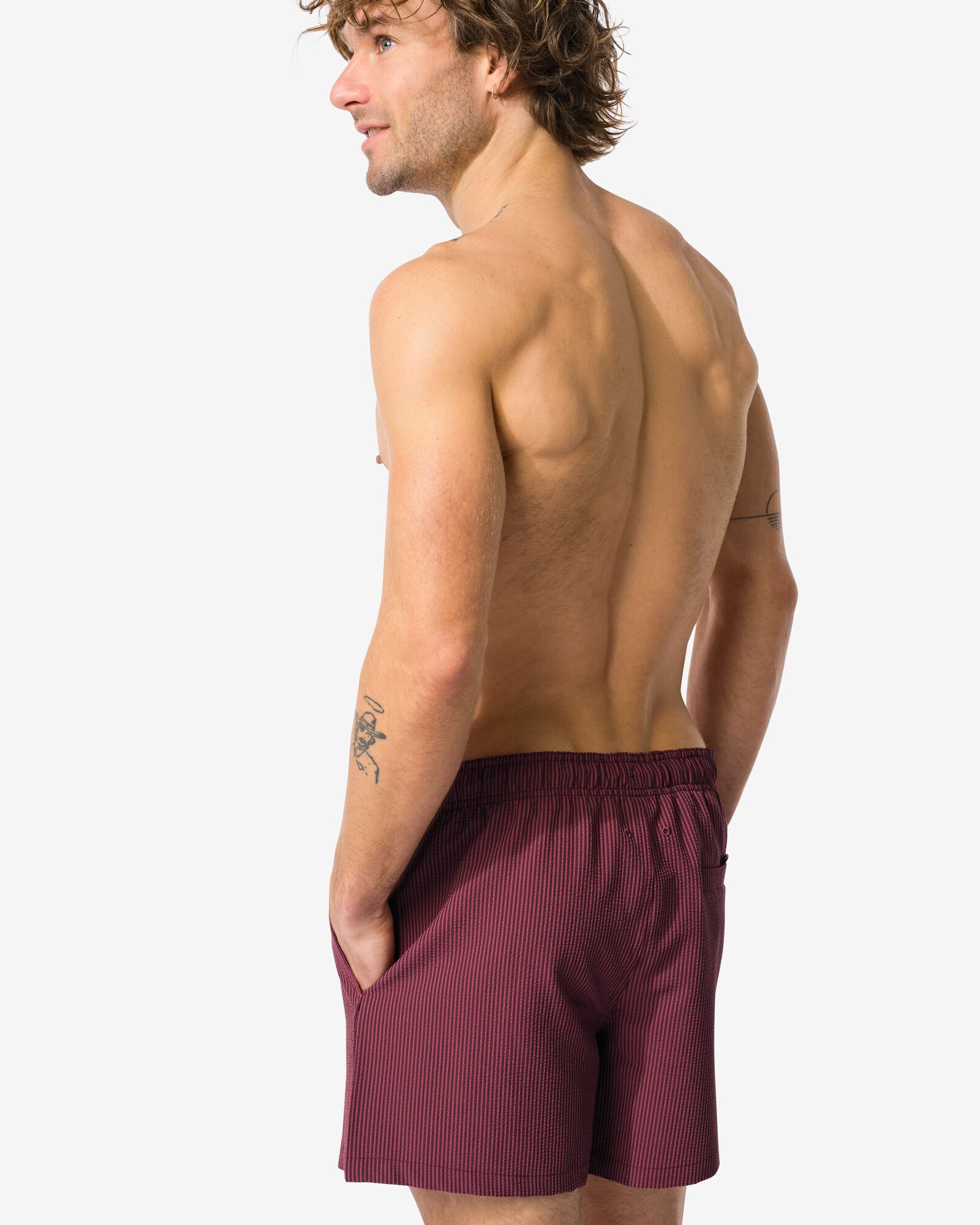 Herrenbadehose Seersucker rot - 22150130RED - HEMA