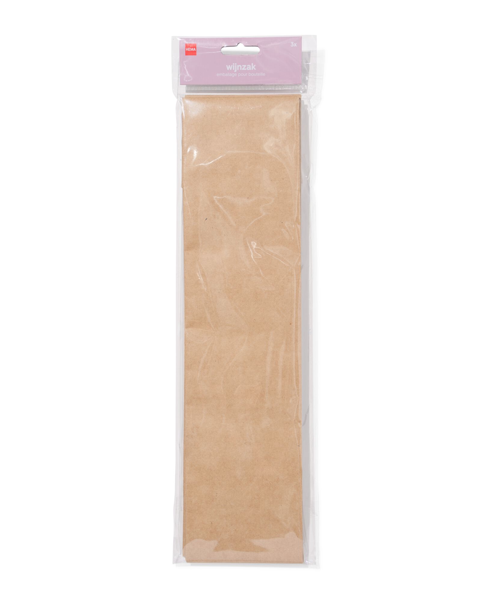 wijnzak kraft - 3 stuks - 14710289 - HEMA