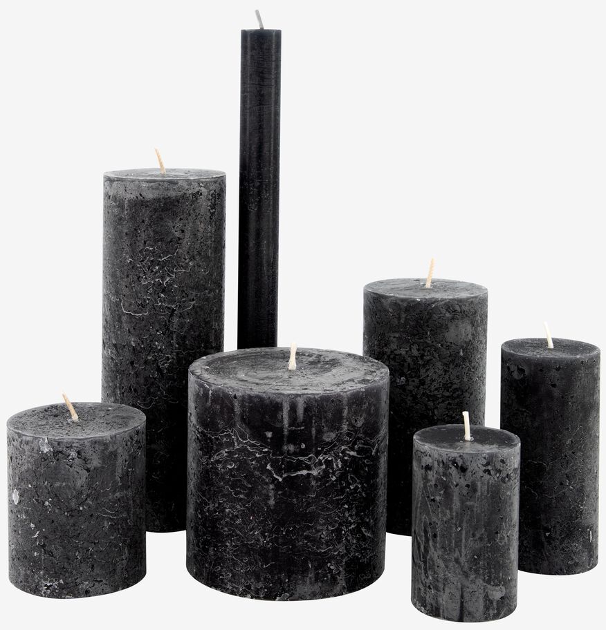 bougies rustiques noir noir - 1000030556 - HEMA