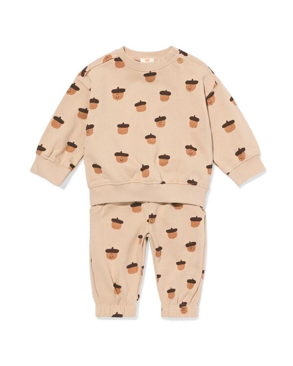 baby kledingset eikels lichtbruin lichtbruin - 33168270LIGHTBROWN - HEMA