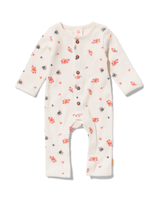 Newborn-Jumpsuit, Waffelstruktur, Blumen eierschalenfarben eierschalenfarben - 1000029838 - HEMA