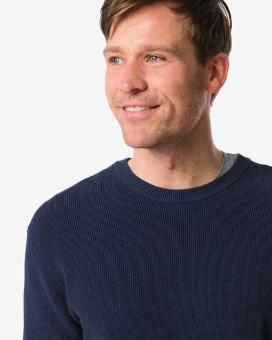 pull homme Lars gaufr&eacute; bleu fonc&eacute; bleu fonc&eacute; - 2140840DARKBLUE - HEMA
