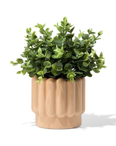 cache-pot &Oslash;13x12,5 cm c&eacute;ramique nervur&eacute; marron - 13325016 - HEMA