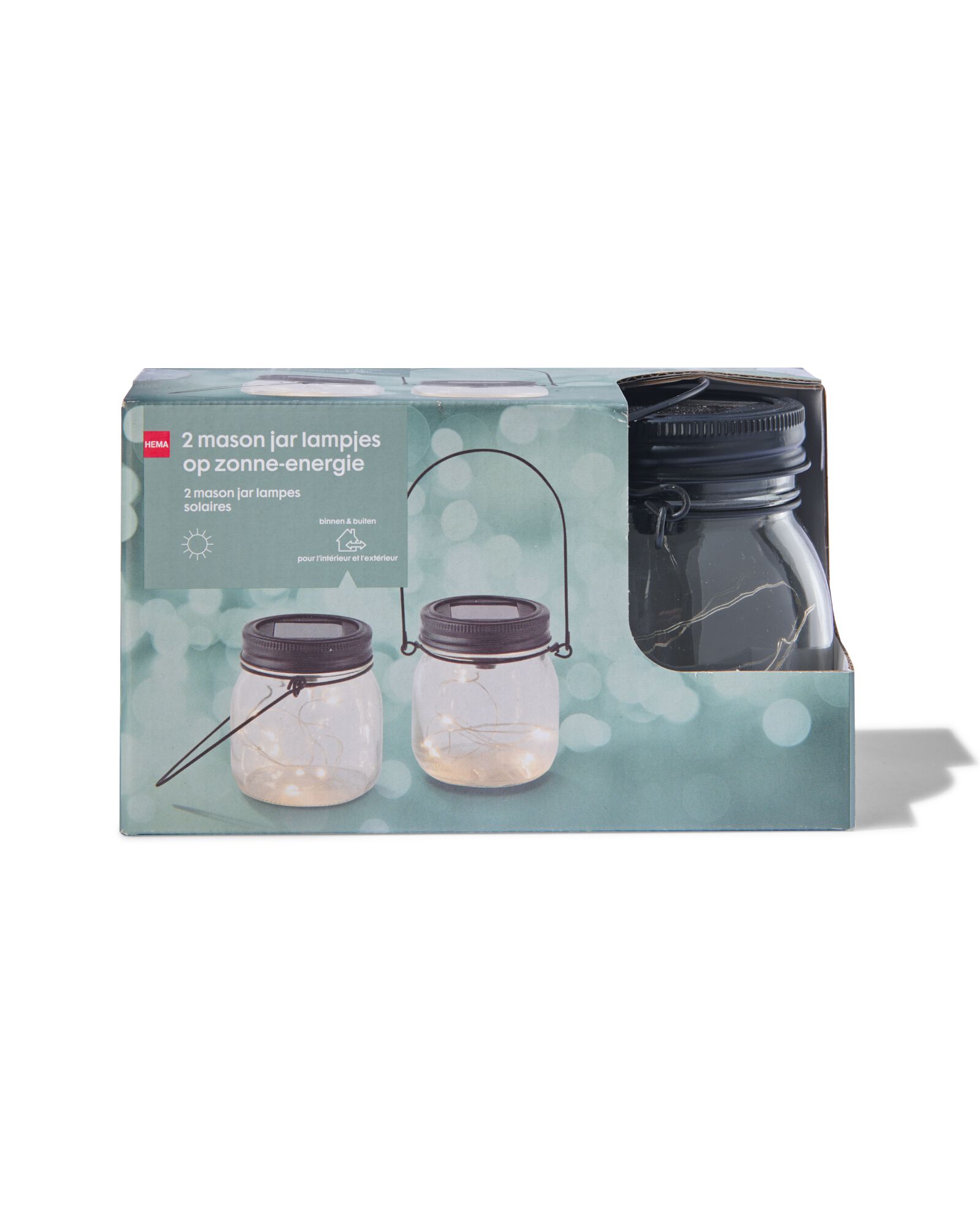 mason jar solar lampjes - 2 stuks - 41810406 - HEMA