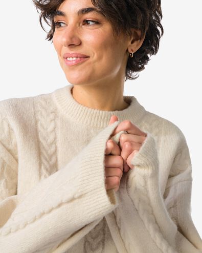 pull femme Hajar torsad&eacute; blanc cass&eacute; - 36205030OFFWHITE - HEMA