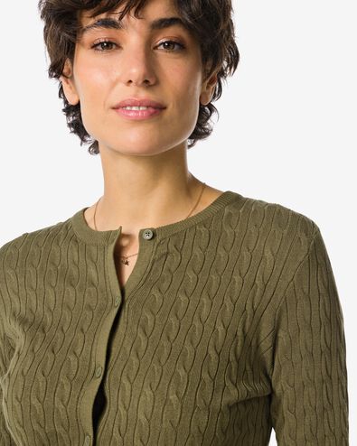 Damen-Strickjacke Louisa, Zopfmuster olivgr&uuml;n - 36206440OLIVE - HEMA