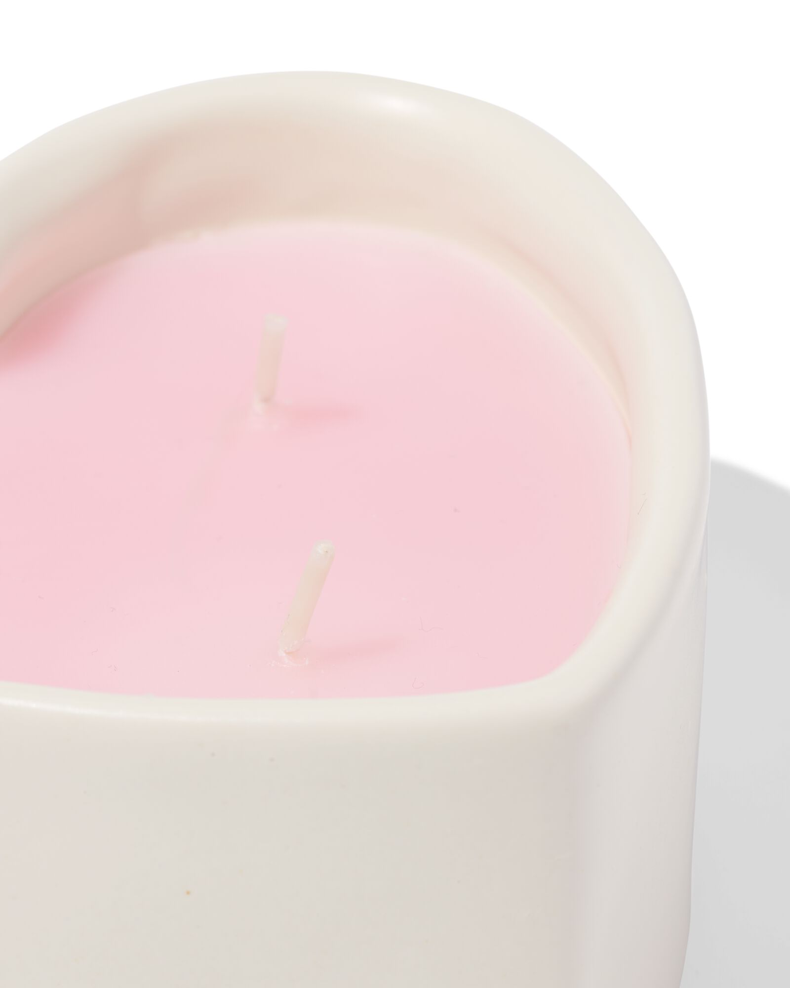 kaars drie lonten 13x10cm keramiek hartvorm roze - 61100258 - HEMA