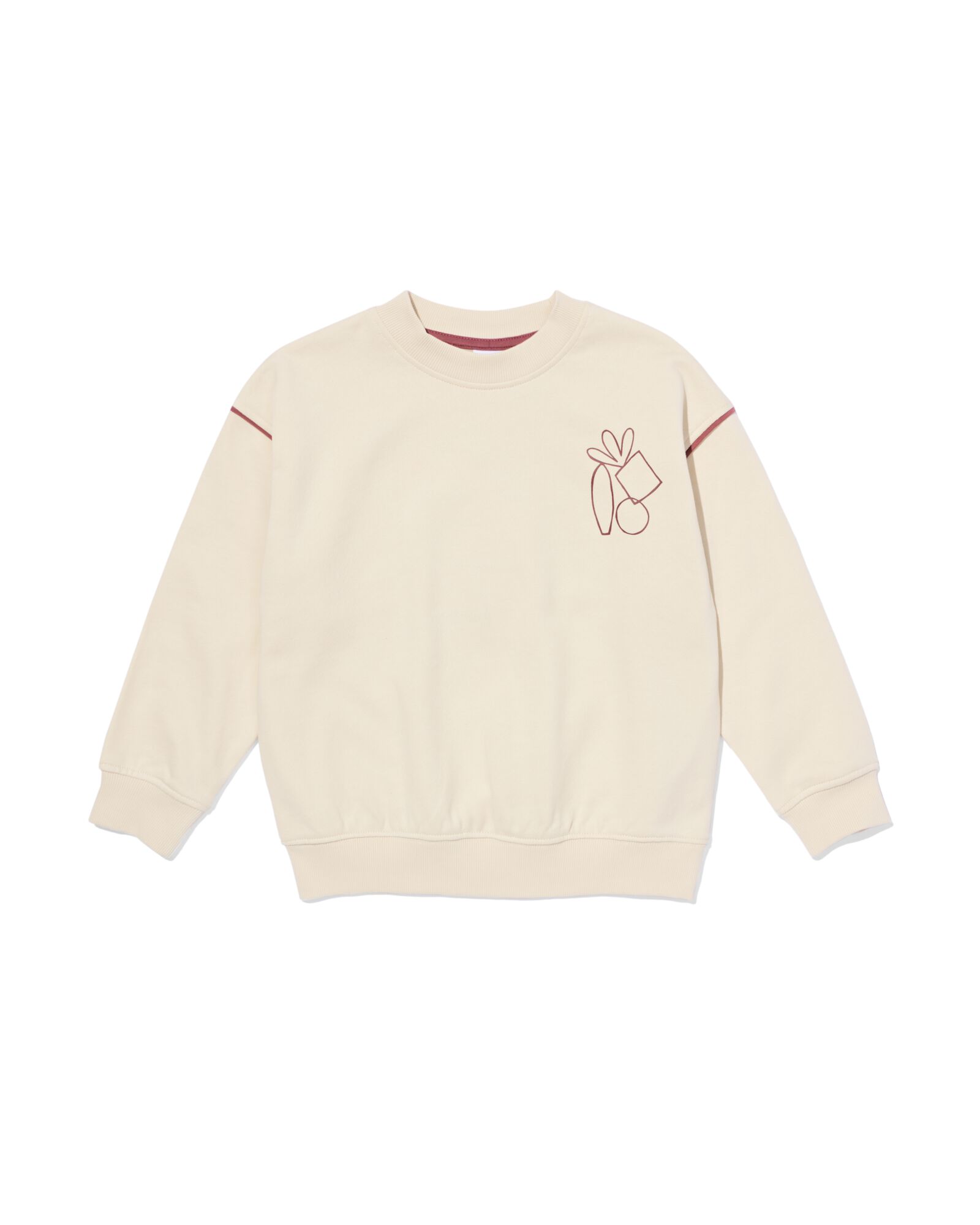 kindertrui sweatstof print ecru ecru - 30711401ECRU - HEMA