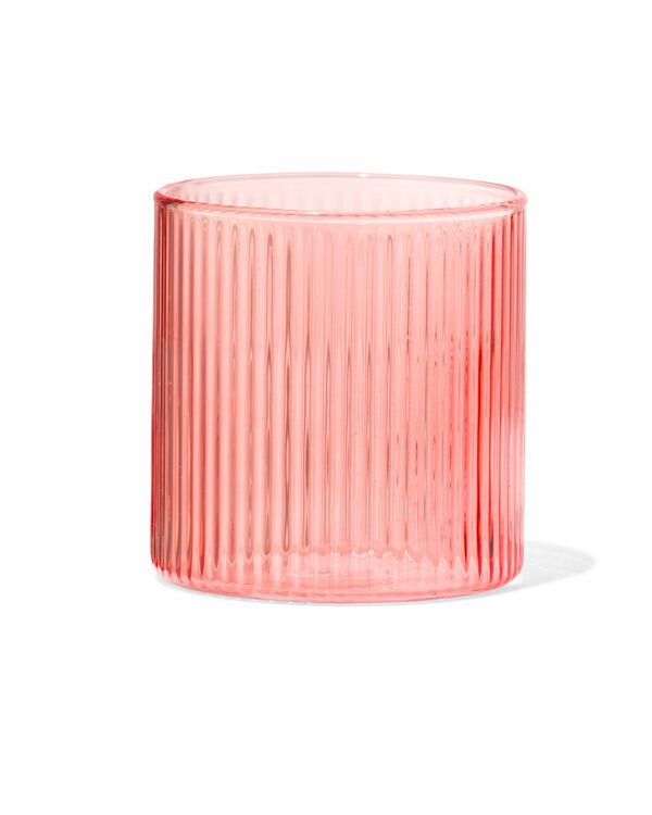 glas voor geurkaars ⌀6.5x6.5cm ribbel oranje - 13507536 - HEMA