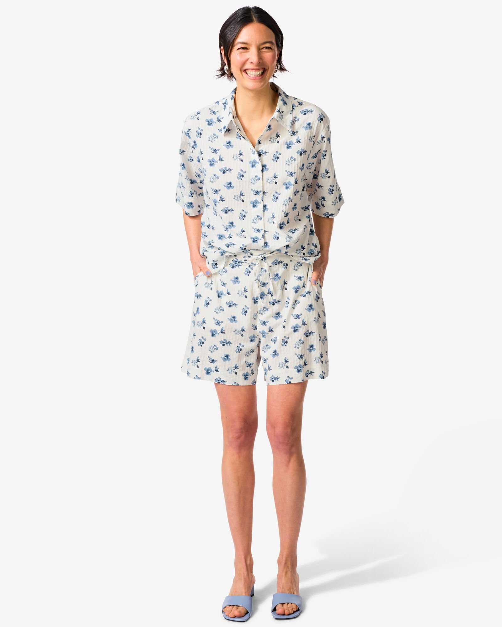 short femme Sally coupe large seersucker fleurs multi multi - 36209080MULTI - HEMA