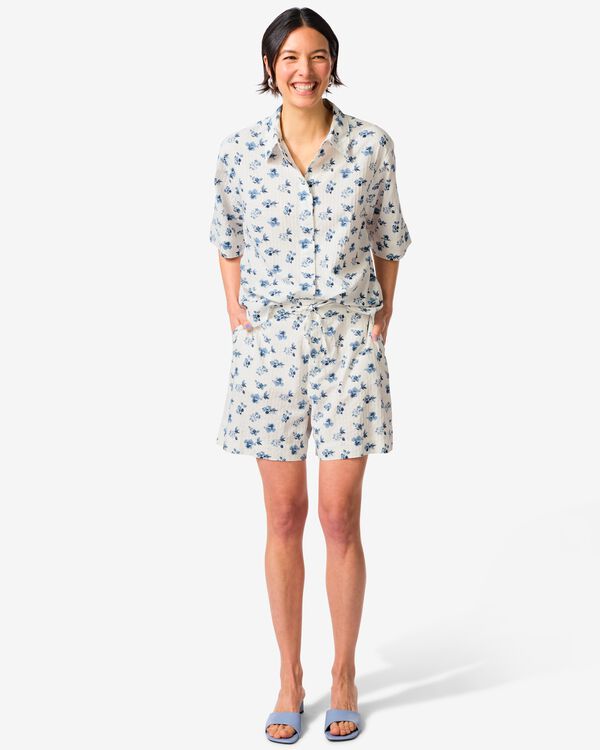 damesshort Sally wide fit seersucker bloemen multi multi - 36209080MULTI - HEMA