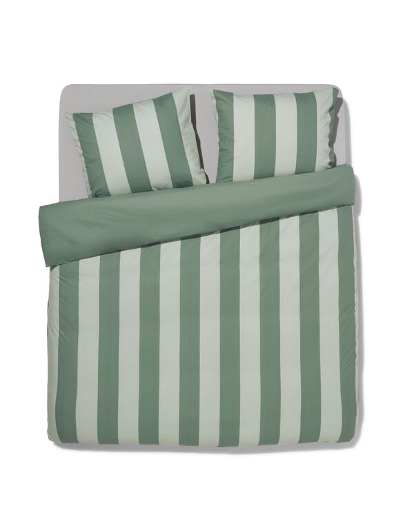 housse de couette 200x200/220cm coton doux ray&eacute; vert - 5790092 - HEMA