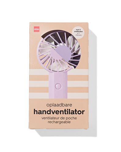 ventilateur &agrave; main rechargeable 7x22cm violet - 41800436 - HEMA