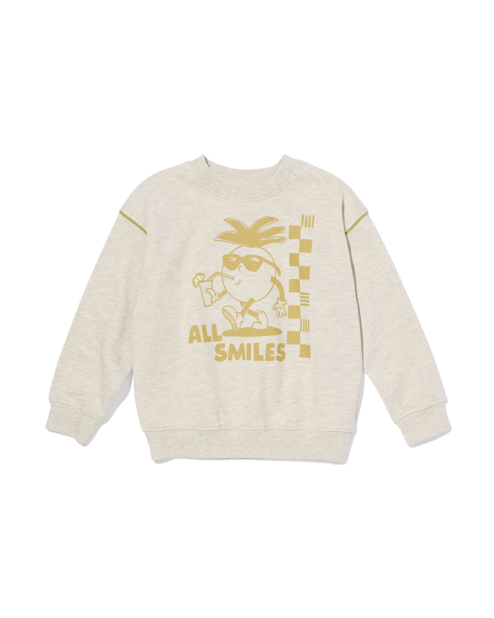 kindertrui print retro grijsmelange grijsmelange - 30711628GREYMELANGE - HEMA