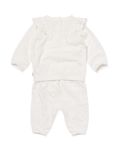 newborn kledingset broek en shirt met borduur ecru 68 - 33481714 - HEMA
