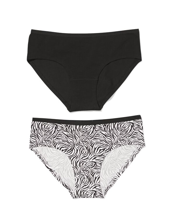 Damen-Hipster aus Baumwolle, Tiermuster &ndash; 2 St&uuml;ck schwarz schwarz - 19602004BLACK - HEMA
