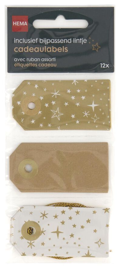12 étiquettes cadeau en papier 6x3 - étoile - HEMA