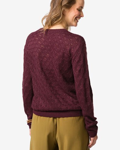 pull femme Golda ajour&eacute; bordeaux bordeaux - 36207610BURGUNDYRED - HEMA