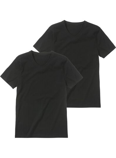 2er-Pack Herren-T-Shirts, Regular Fit, V-Ausschnitt schwarz - 1000009972 - HEMA