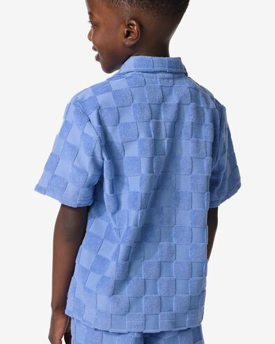 kinderoverhemd badstof blokken blauw blauw - 30720218BLUE - HEMA