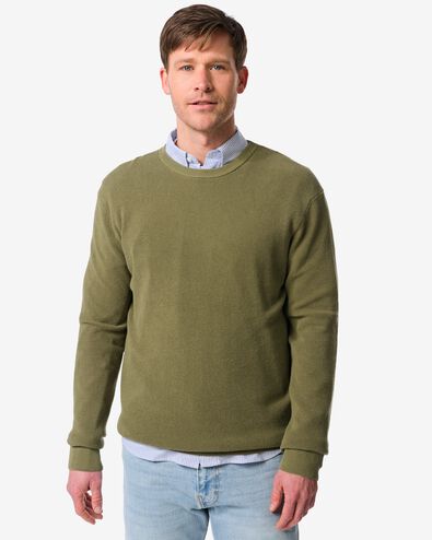 Herrenpullover Lars, Waffelstruktur mittelgr&uuml;n mittelgr&uuml;n - 2140830MIDGREEN - HEMA